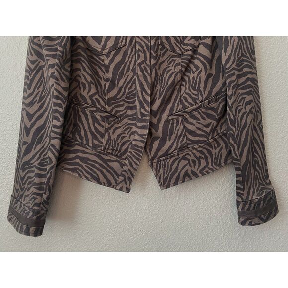 WHBM Espresso Zebra Print Denim Jacket - Picture 5 of 8
